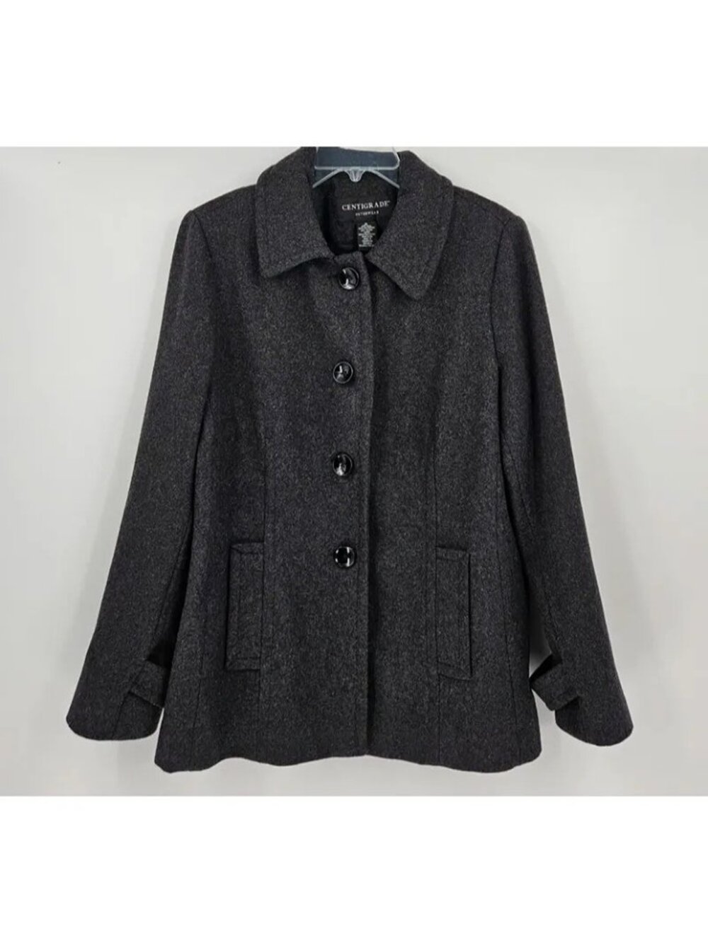 Centigrade Charcoal Gray Wool Blend Button-Front Coat Size M